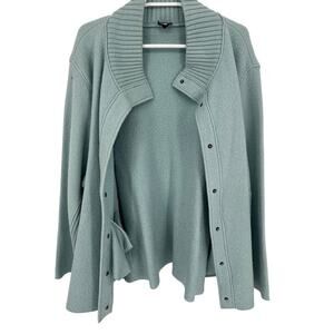Eileen Fisher Jacket Womens Extra Large Light Blue Button Coat Wool Warm Casual